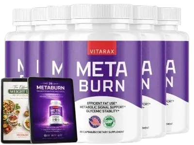Visivra-Official-Website 'A vertical marketing poster featuring Dr. Sterling holding a single capsule next to a Vitarax MetaBurn dietary supplement bottle.'